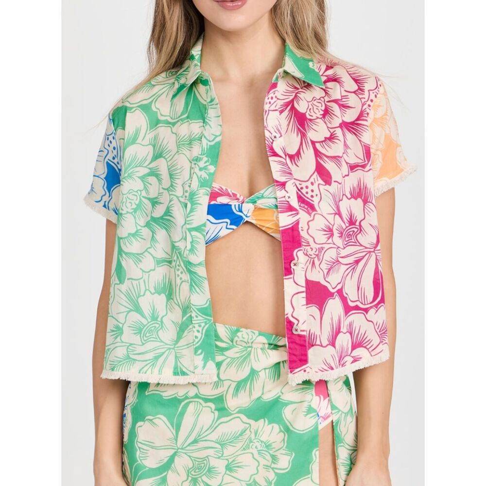 FARM RIO Tropical Chita Floral Button Down Shirt Medium